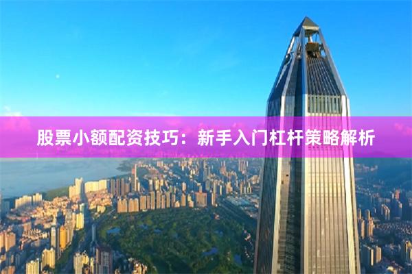 股票小额配资技巧：新手入门杠杆策略解析